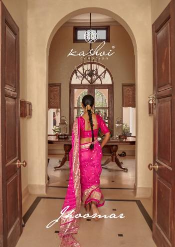 Jhoomar By Kashvi Foil Printed Attractive Georgette Saree Collection